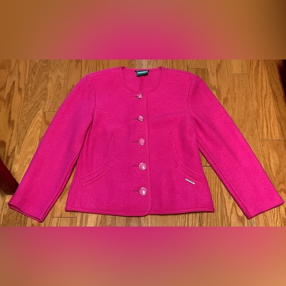 Women’s Size 38 GEIGER COLLECTION Pure New Wool Austrian Pink Button Up Sweater - Picture 15 of 16